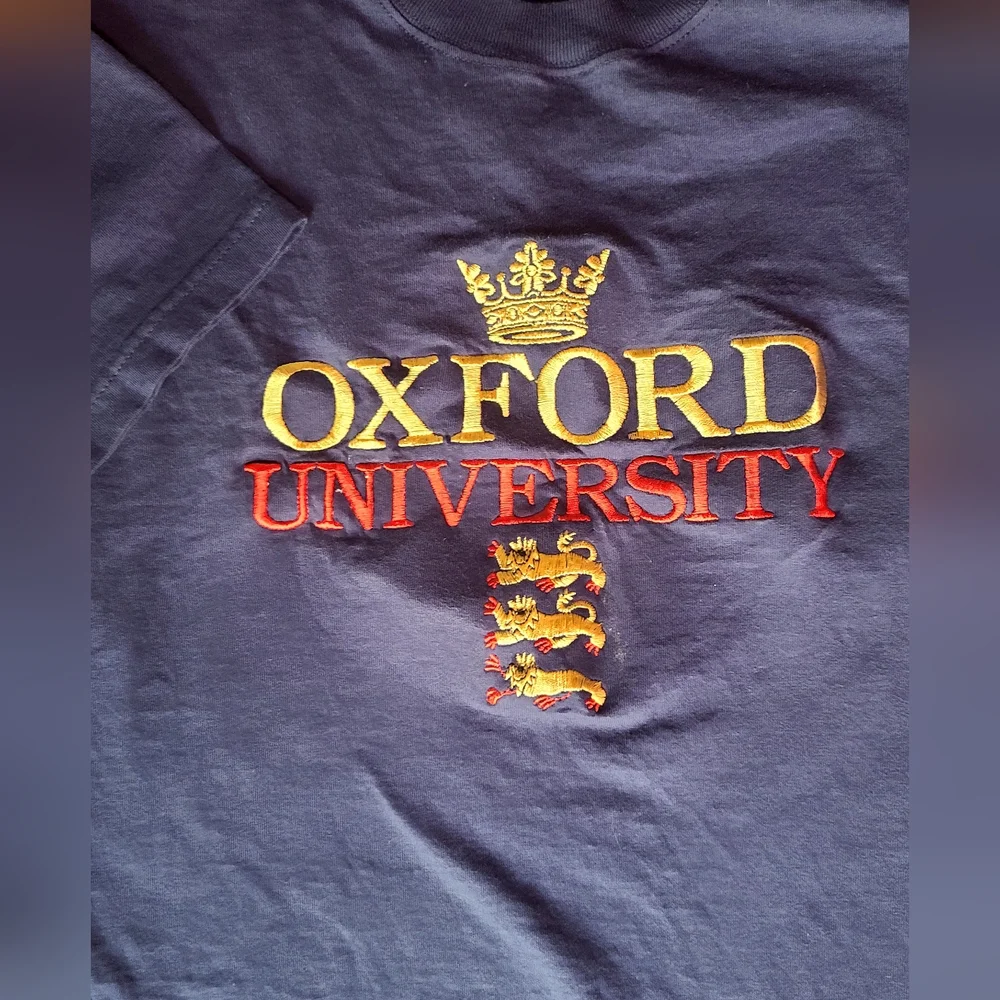 Oxford University dark blue embroidered  t-shirt sz L - Picture 3 of 5